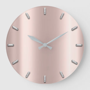 Grande Horloge Ronde L'or rose rougissent minimal argenté métallique