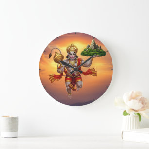 Grande Horloge Ronde Lord Hanuman Flying Lifting Mountain
