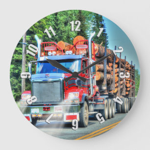 Grande Horloge Ronde Lorry Driver's Logging Truck Wall Clock