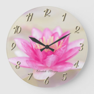 Grande Horloge Ronde Lotus élégant, Bokeh Yoga