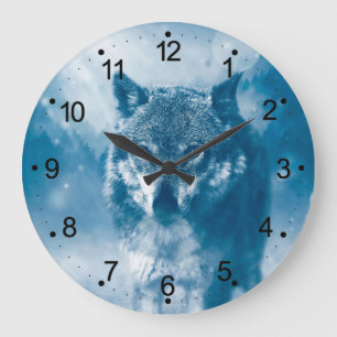 Grande Horloge Ronde Loup à tête bleue