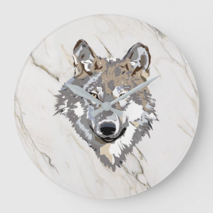 Grande Horloge Ronde Loup et Marbled