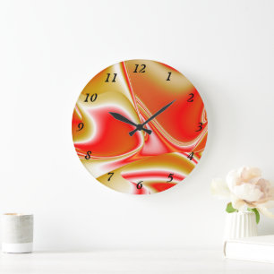 Grande Horloge Ronde Love and Gold Abstrait 3D Rainbowart