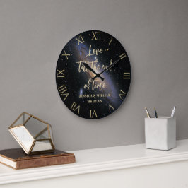 Grande Horloge Ronde Love Time Nebula Gold Mariage Anniversaire Keepsak