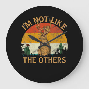 Grande Horloge Ronde Lover Style Sunset Cactus Jackalope   Lapin
