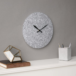 Grande Horloge Ronde Lumière grise argentée scintille étincelles