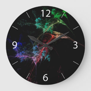 Grande Horloge Ronde Lumières Magiques d'Art Abstrait