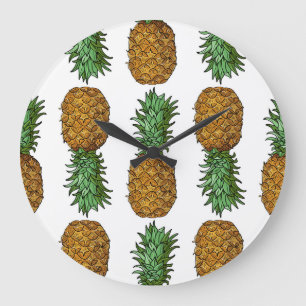 Grande Horloge Ronde Luminosité de l'ananas : Illustration tropicale es