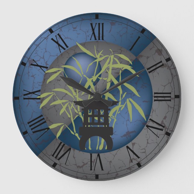 Grande Horloge Ronde Lune bleue de mini pagoda (Recto)