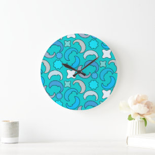 Grande Horloge Ronde Lune bleue nuageuse