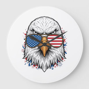 Grande Horloge Ronde Lunettes de soleil aigle patriotique Chemise vecte
