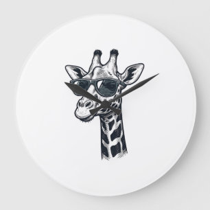 Grande Horloge Ronde Lunettes de soleil de girafe cool T-Shirt à gravur
