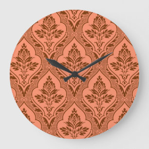 Grande Horloge Ronde Luxueux Vintage Damask Texture sans Seamless