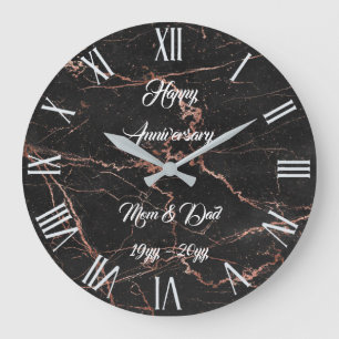 Grande Horloge Ronde Luxury Pink Black Marble Customize Large Clock