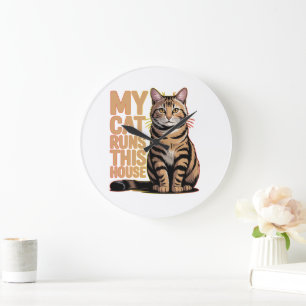 Grande Horloge Ronde Ma chatte dirige ma maison Citation drôle pour ama