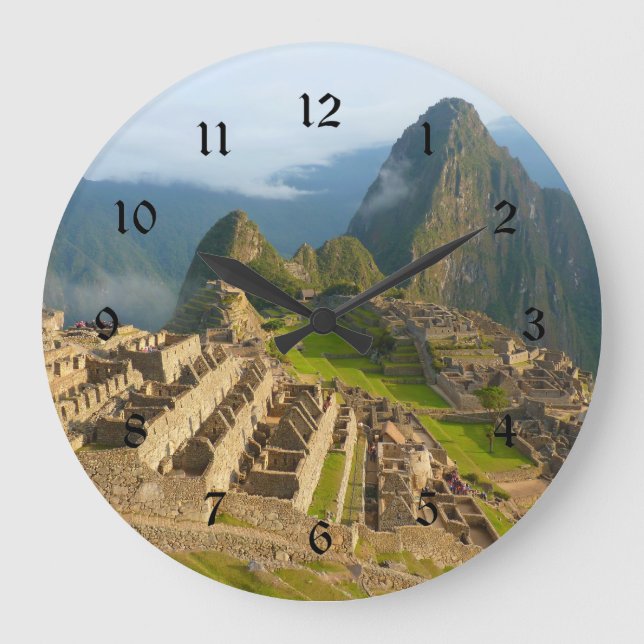 Grande Horloge Ronde Machu Picchu wall clock with black numbers (Recto)