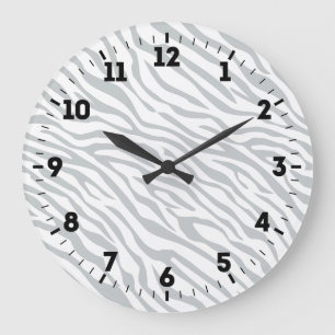 Grande Horloge Ronde Magic Zebra Stripes Click to Customize Grey Color