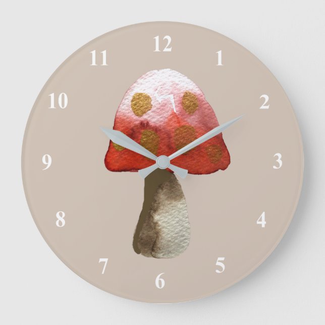 Grande Horloge Ronde Magie de toadstool de champignon rouge (Recto)