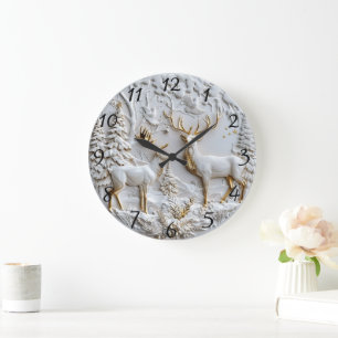 Grande Horloge Ronde Magie hivernale des rennes de Noël