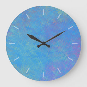 Grande Horloge Ronde Magnifique papier bleu marbré