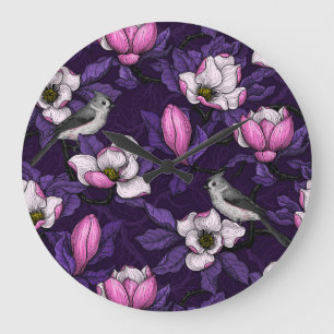 Grande Horloge Ronde Magnolia en floraison et tireur 4