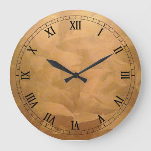 Grande Horloge Ronde Main métallique de cuivre balayée