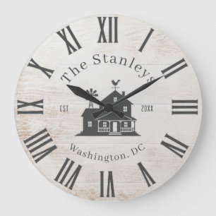 Grande Horloge Ronde Maison de famille rustique moderne personnalisée v