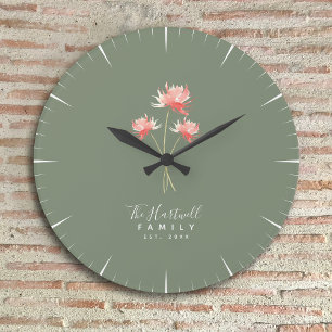 Grande Horloge Ronde Maison de ferme rustique nom de famille personnali