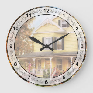 Grande Horloge Ronde Maison de rêve - Dentelle jaune - Victorien