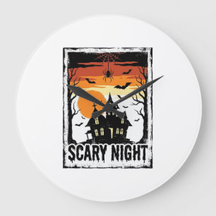 Grande Horloge Ronde Maison Hantée Nuit Effrayante Chemise Halloween Vi