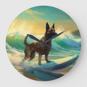Grande Horloge Ronde Malinoi Beach Surf Peinture belge