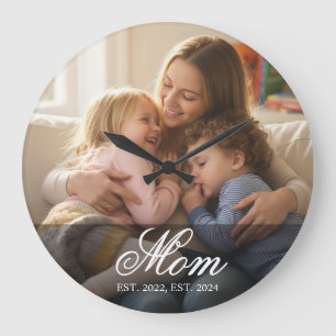Grande Horloge Ronde Maman a établi une photo de script blanc moderne
