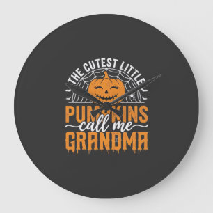 Grande Horloge Ronde Maman Citrouille Mignonne Dessin Halloween_1