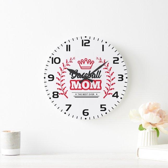 Grande Horloge Ronde Maman De Baseball Chemise La Meilleure Couronne Ja (Créateur téléchargé)
