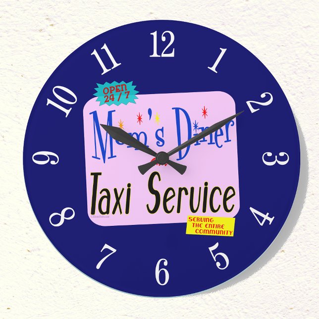 Grande Horloge Ronde Maman Diner et Taxi Retro Kitchen Clock Numbers (Créateur téléchargé)