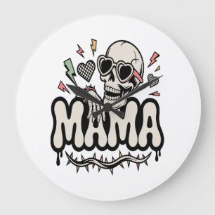 Grande Horloge Ronde Maman Halloween drôle crâne cool