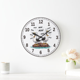 Grande Horloge Ronde Maman Mouette Drôle Personnalisé