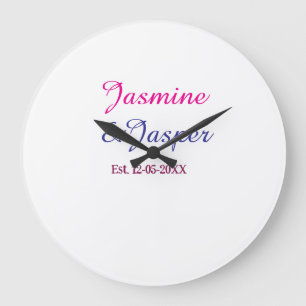 Grande Horloge Ronde Maman & Papa nom de couple de nouveaux parents ann