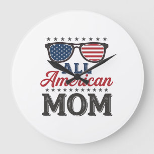 Grande Horloge Ronde Maman tout à fait américaine Design de t-shirt vin