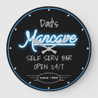 Mancave Neon Blue Script Dad's Any Name Bar Retro