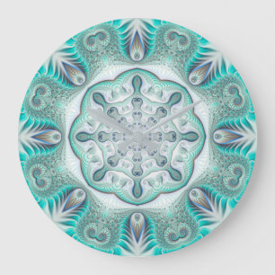 Grande Horloge Ronde Mandala, Coral Reef Turquoise