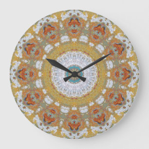 Grande Horloge Ronde Mandala de cuivre 04718-1 de patine