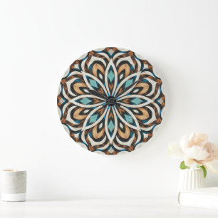 Grande Horloge Ronde Mandala Fleur Infinity