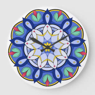 Grande Horloge Ronde Mandala Motif 01