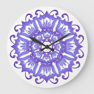 Grande Horloge Ronde Mandala. violet floral