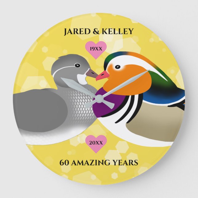 Grande Horloge Ronde Mandarin Canards Amateurs Toute année Anniversaire (Recto)