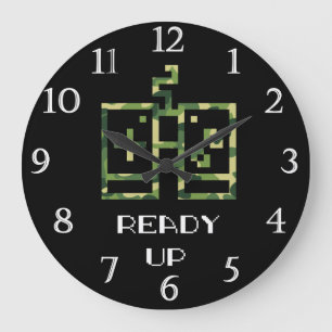 Grande Horloge Ronde Manette de jeu vidéo camouflage Prêt Gamer