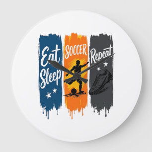 Grande Horloge Ronde Manger Dormir Football Répéter Conception de Maill