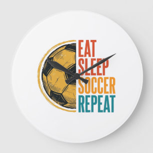 Grande Horloge Ronde Manger Dormir Football Répéter Conception de Maill