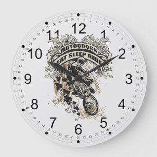 Grande Horloge Ronde Mangez, dormez, montez le motocross